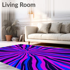Radiating Abstract Pink Blue Stripes Rug