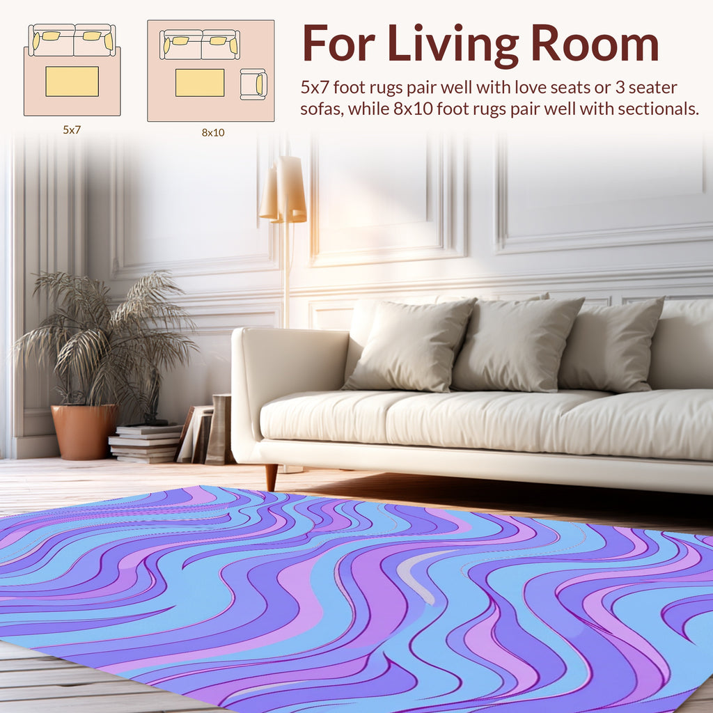 Serene Purple Blue Organic Waves Rug