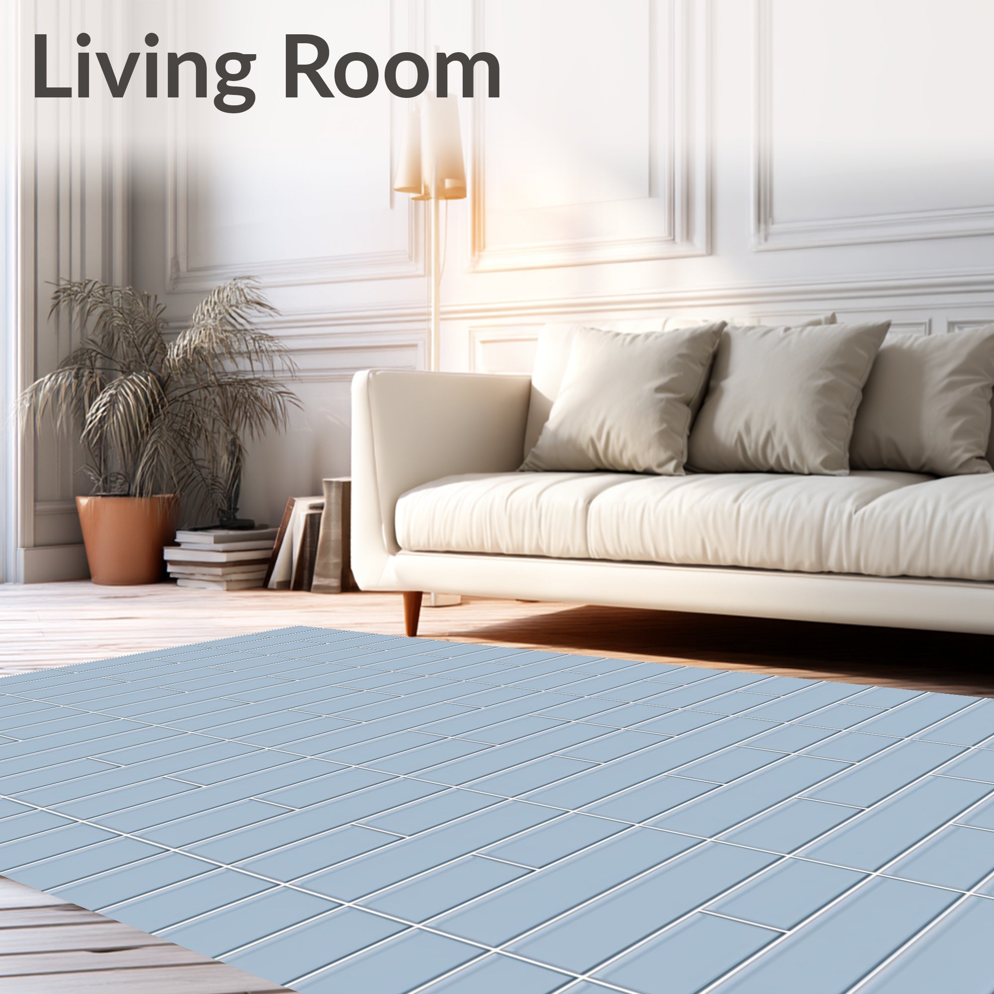 Pale Blue Brick Pattern Design Rug