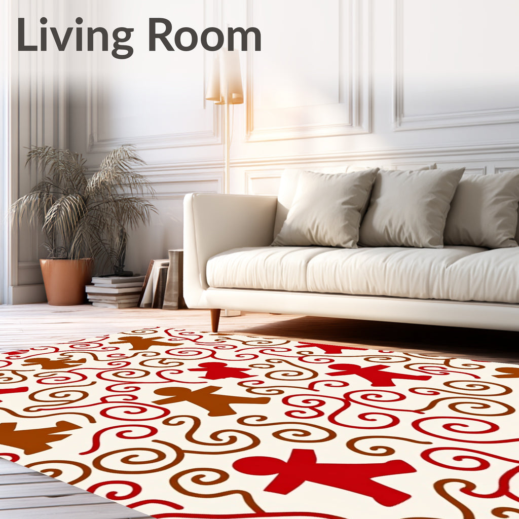 Whimsical People Swirl Pattern Rug