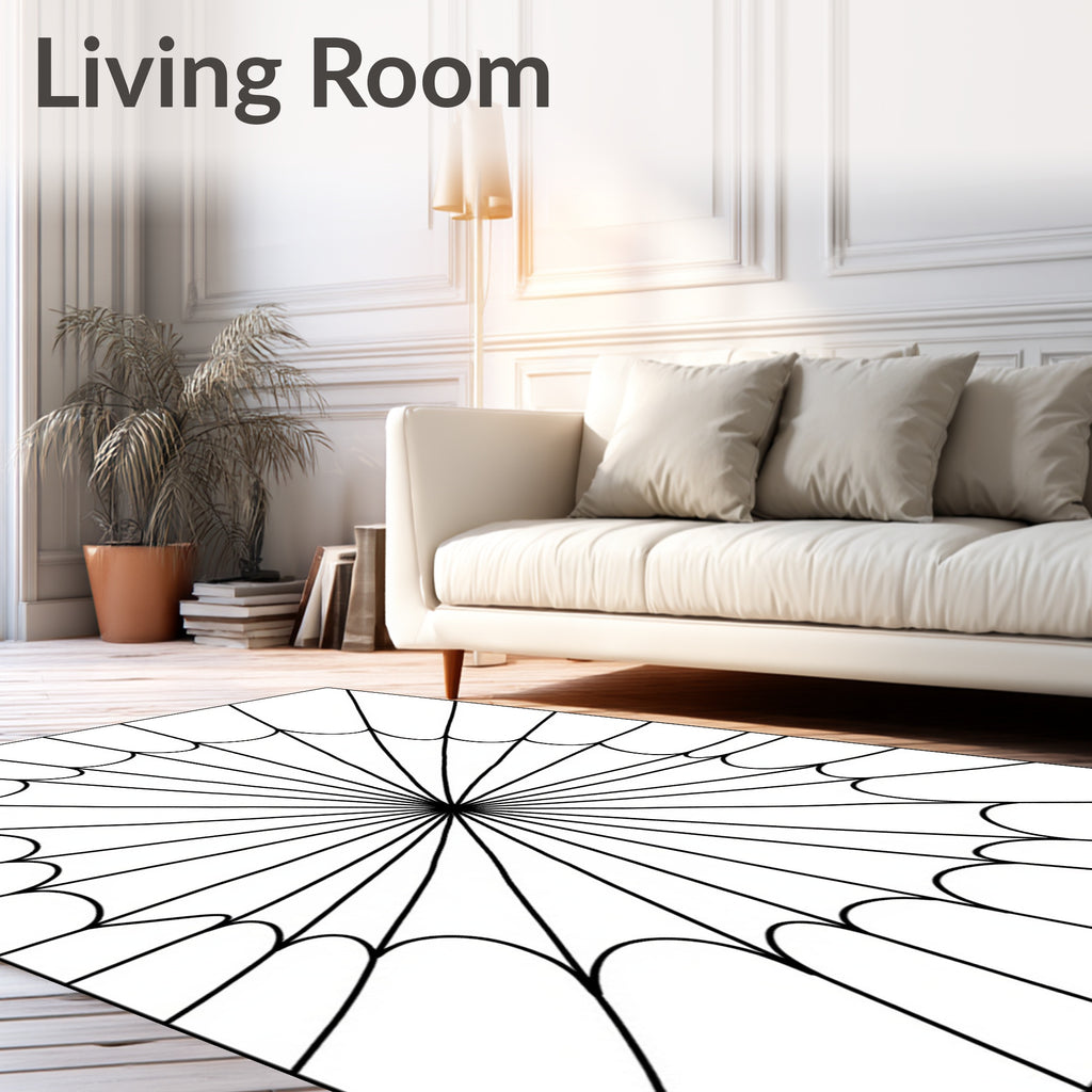Monochromatic Spiderweb Pattern Rug