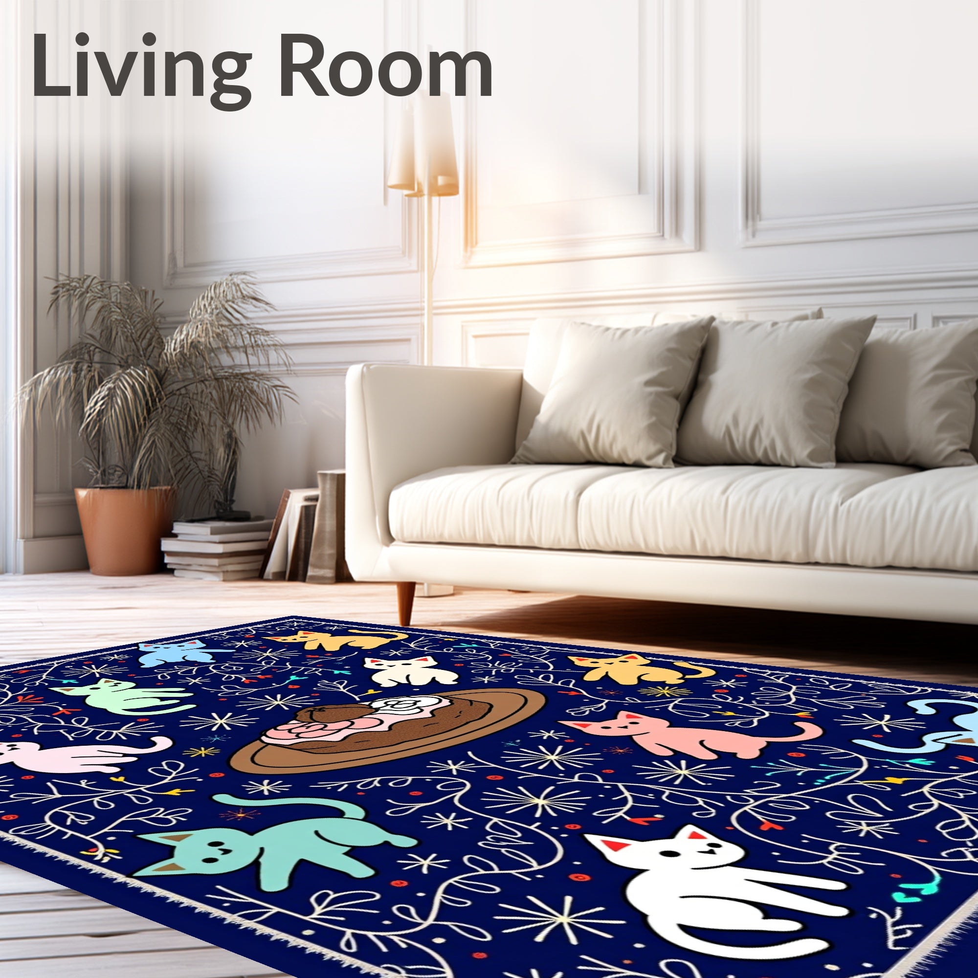 Playful Cats Cake Whimsical Design Rug
