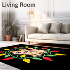 Cute Cat With Festive Lights Design Rug