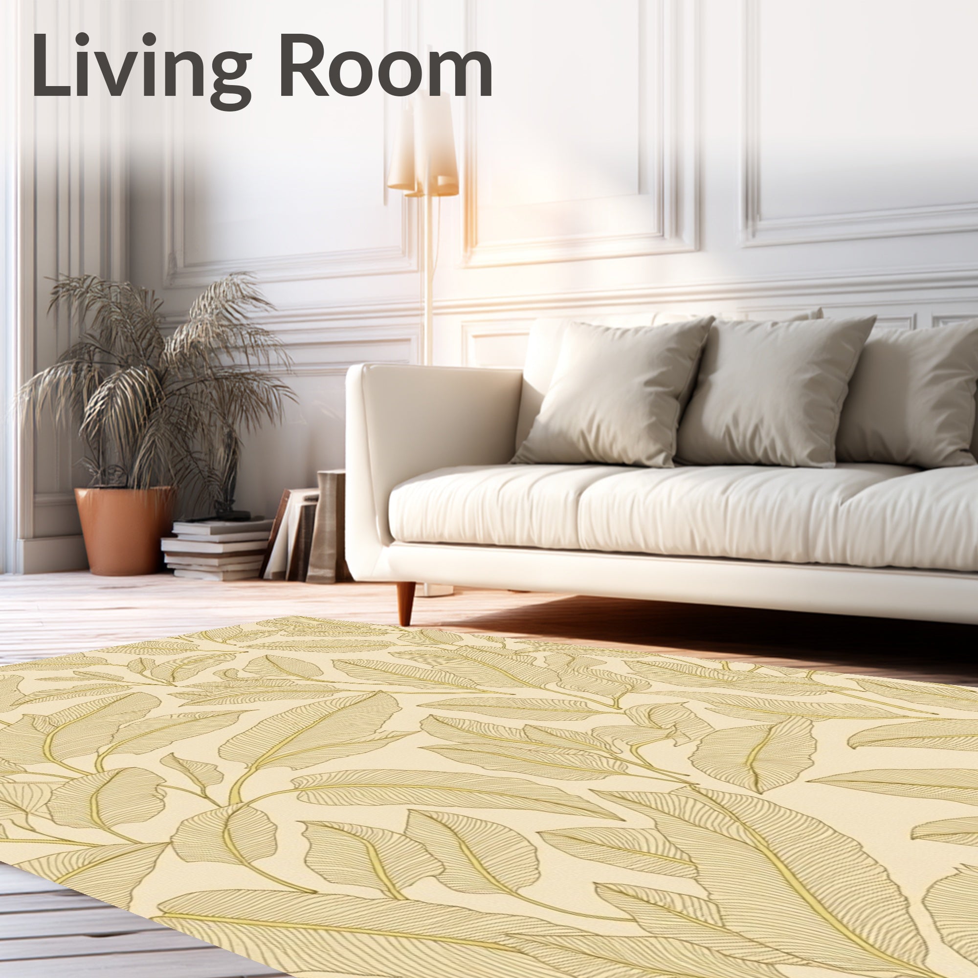 Golden Leaf Pattern Design Rug