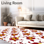 Red Floral Branch Pattern Design Rug