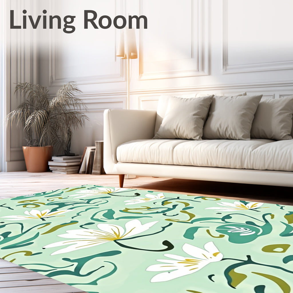 Abstract Floral Water Lily Pattern Rug