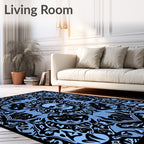 Gothic Skull Blue Black Pattern Rug