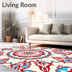 Red Blue Radial Pattern Rug