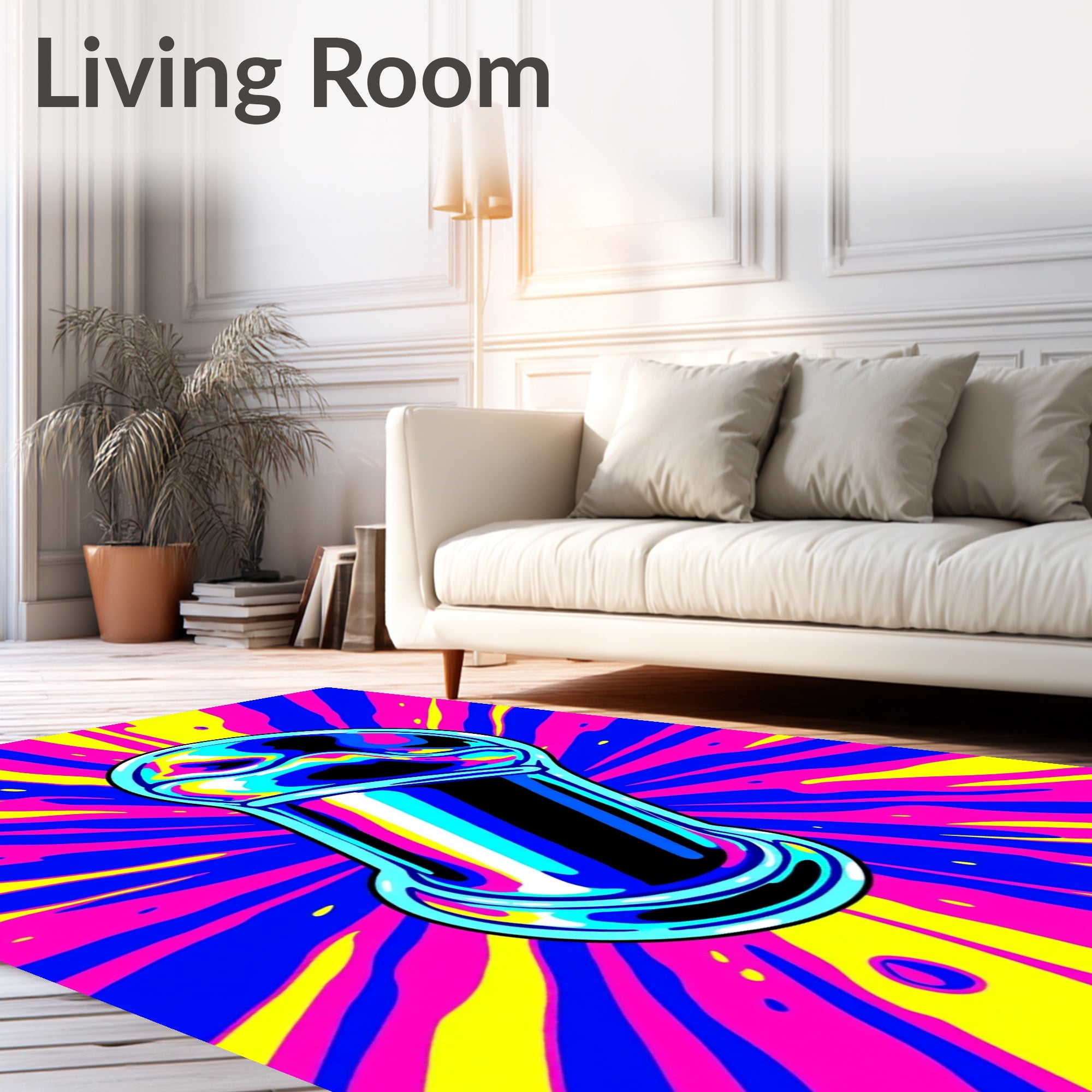 Psychedelic Swirl Splatter Abstract Rug