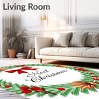 Festive Green Noel Christmas Wreath Rug