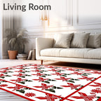 Red Black Abstract Butterfly Pattern Rug