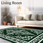 Elegant White Floral Vine Pattern Rug