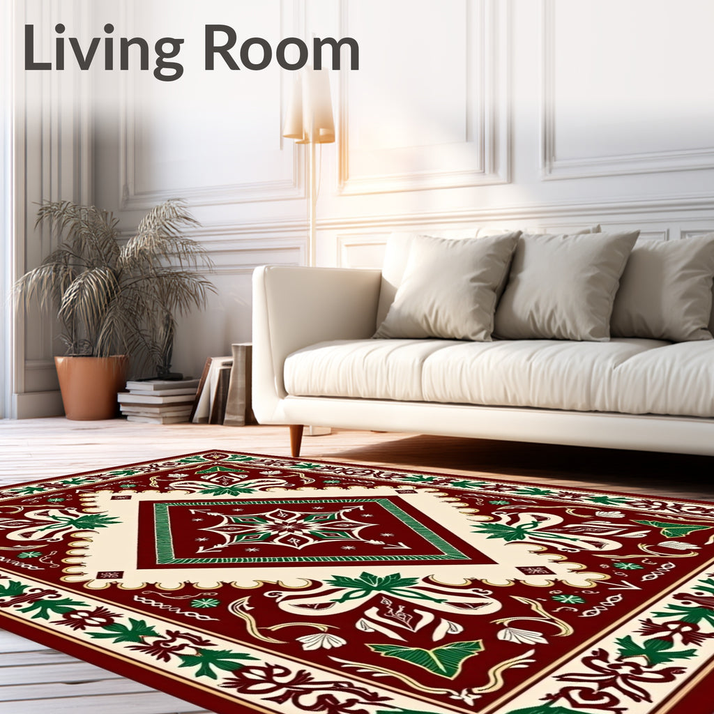 Intricate Floral Diamond Border Rug