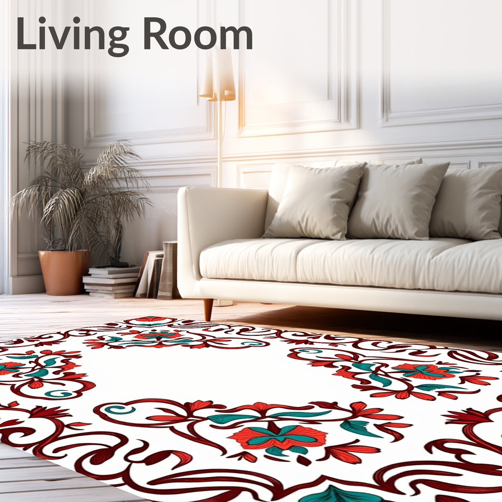 Ornate Floral Swirl Pattern Rug