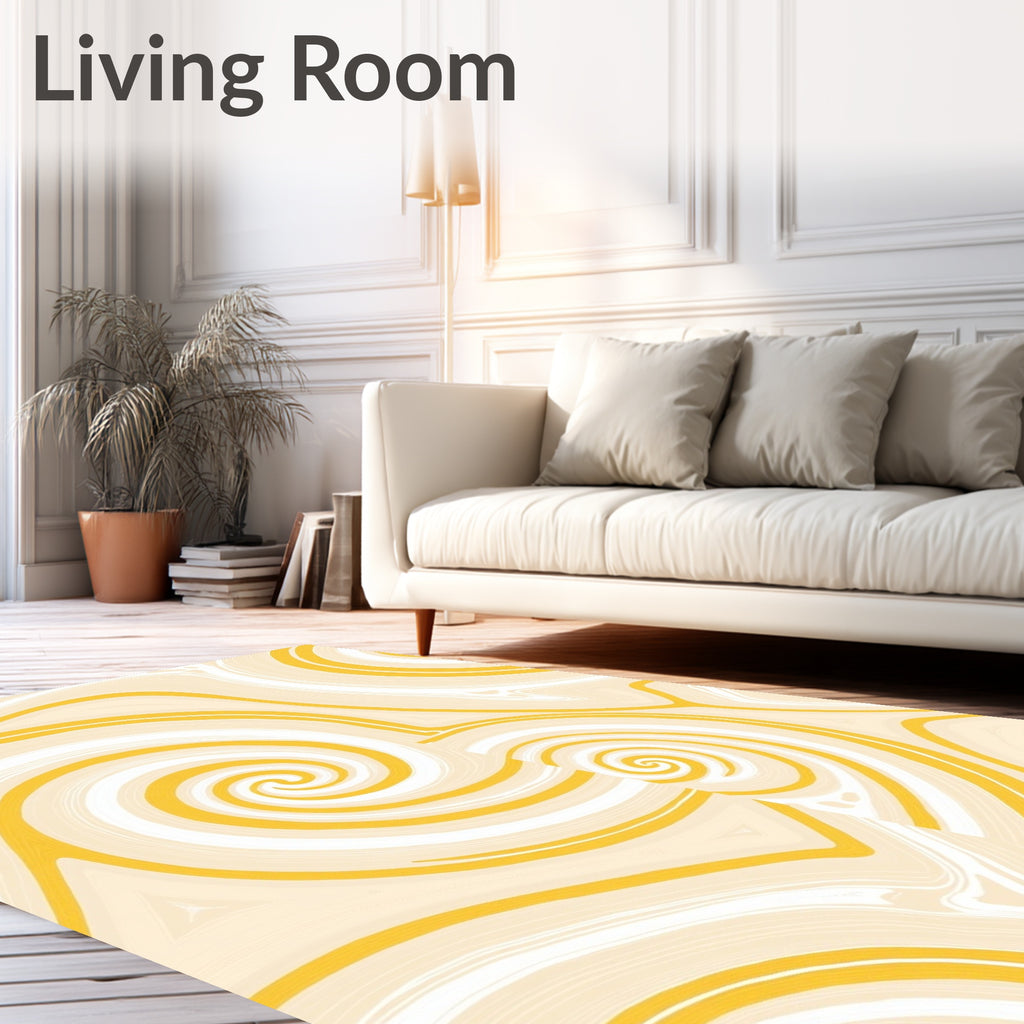 Yellow Swirl Abstract Pattern Rug