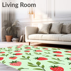 Cute Strawberry Leaves Pattern Design Rug