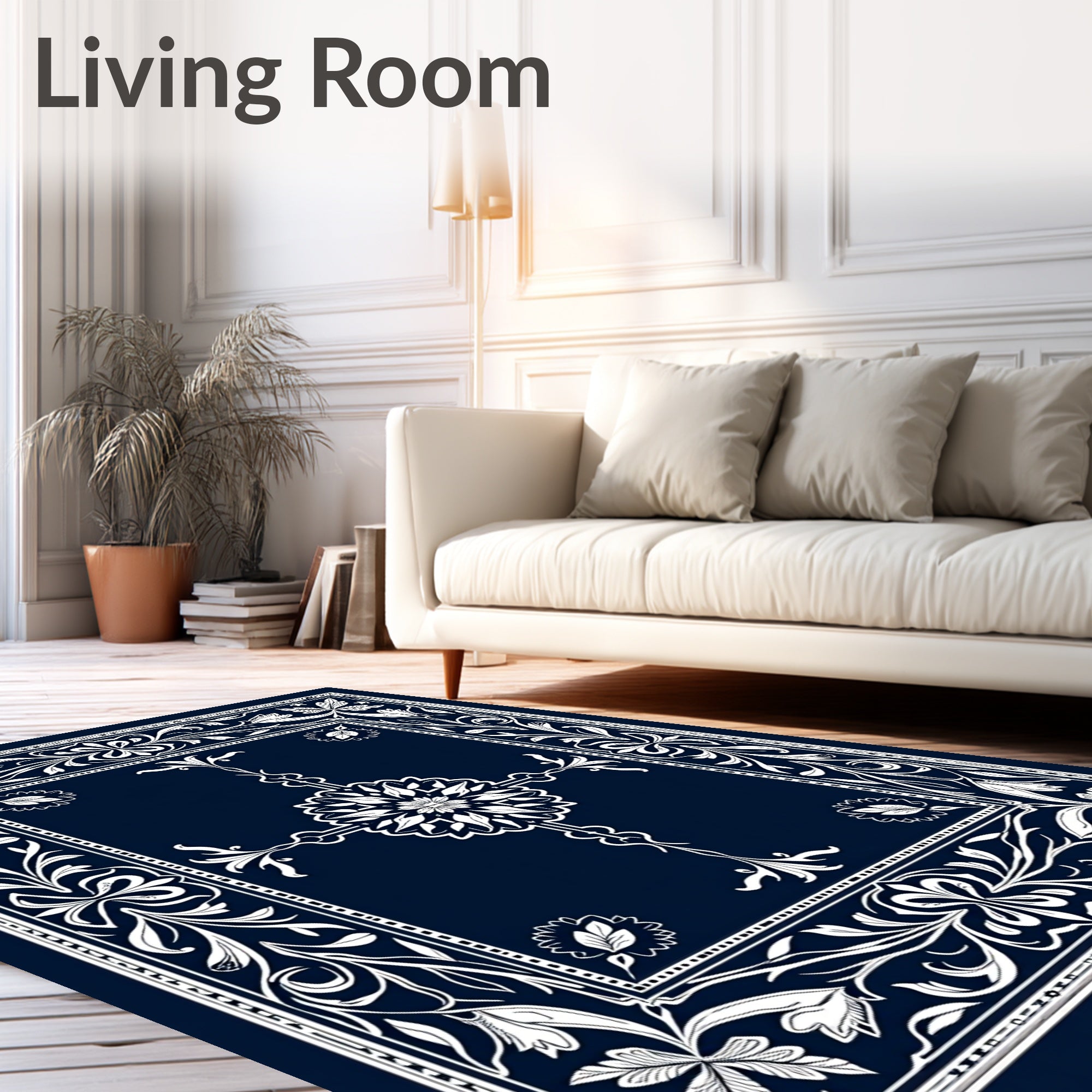 Ornate Floral Bordered Medallion Design Rug