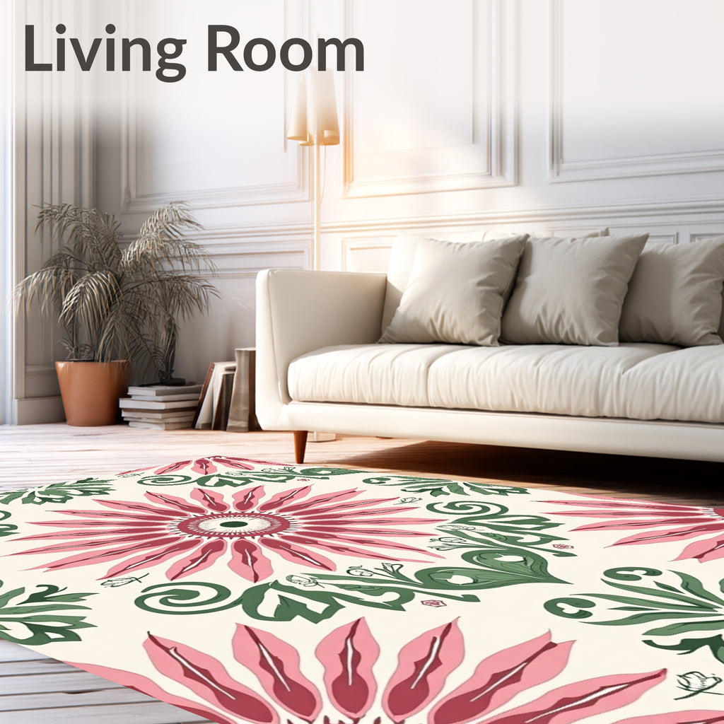 Pink Daisy Floral Pattern Rug