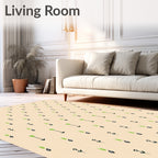 Light Yellow Green Floral Field Rug