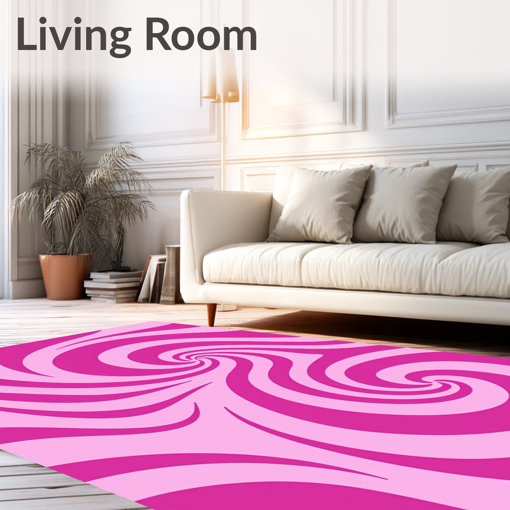 Pink Swirl Abstract Pattern Rug
