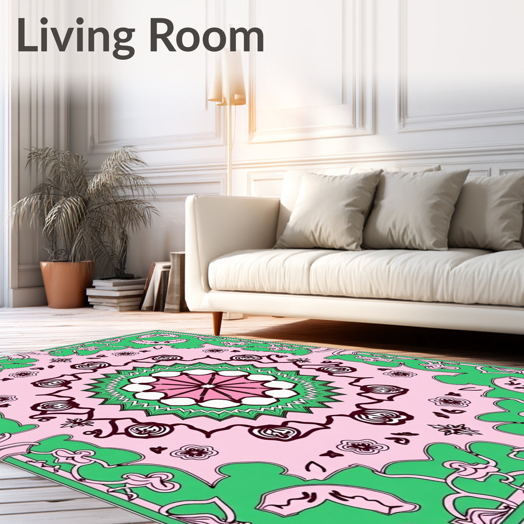 Retro Floral Medallion Pattern Rug