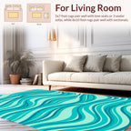 Aqua Waves Abstract Pattern Rug