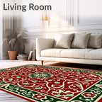 Rich Burgundy Floral Swirls Pattern Rug