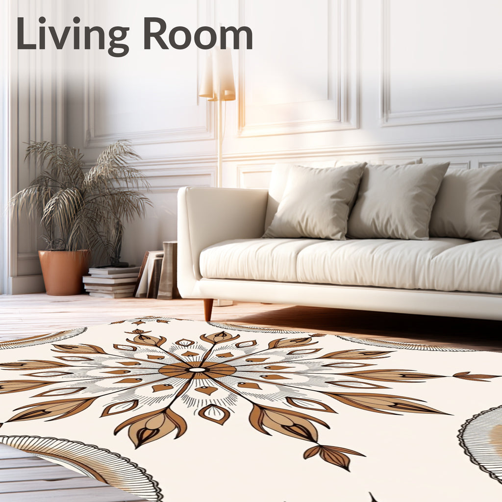 Radial Floral Mandala Pattern Rug