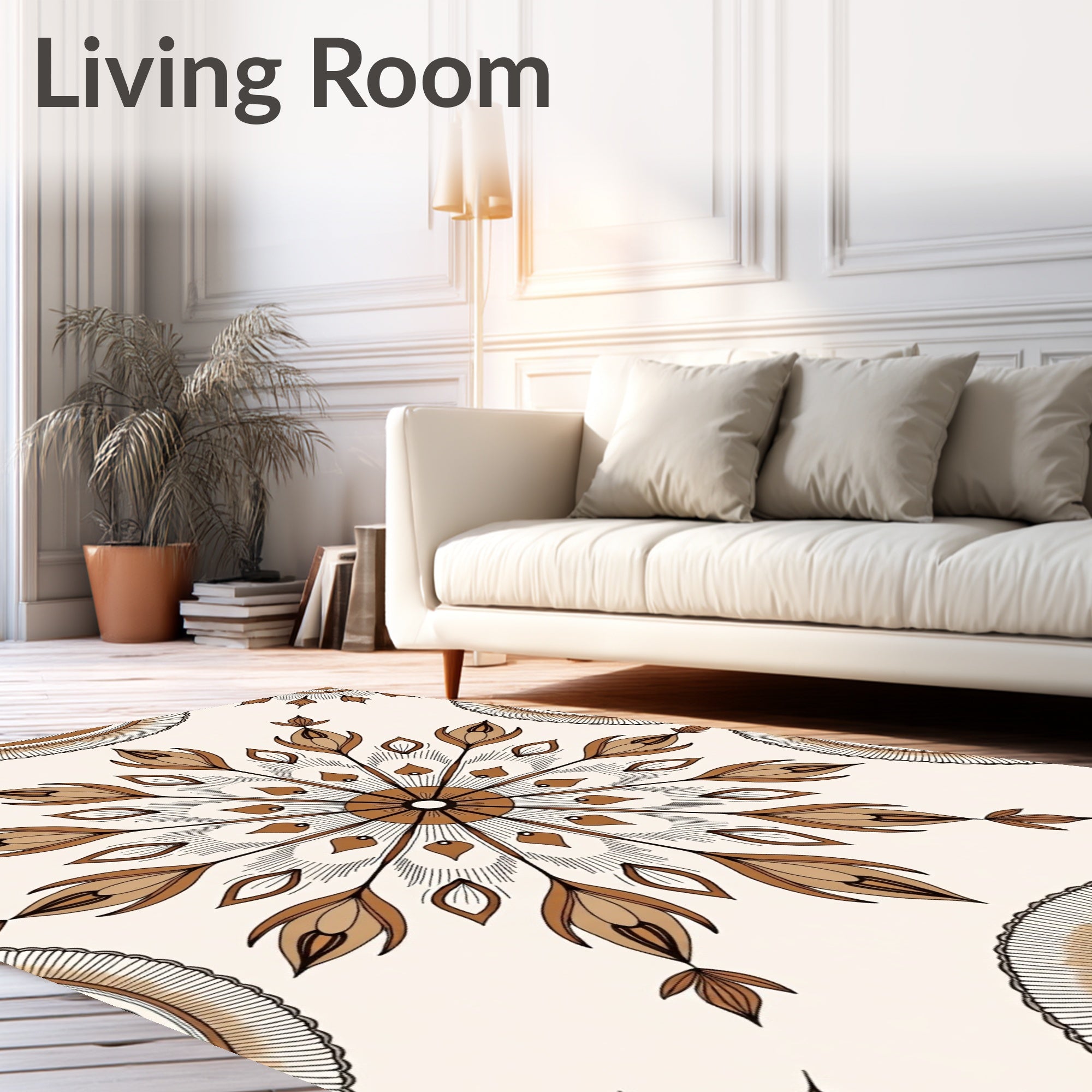 Radial Floral Mandala Pattern Rug