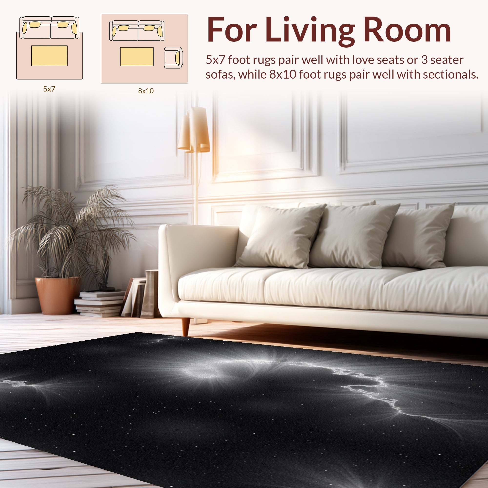 Abstract Cosmic Lightning Swirl Design Rug