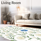 Delicate Blue Cream Floral Sprig Pattern Rug