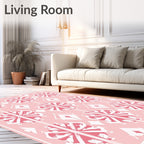 Delicate Pink Floral Geometric Pattern Rug