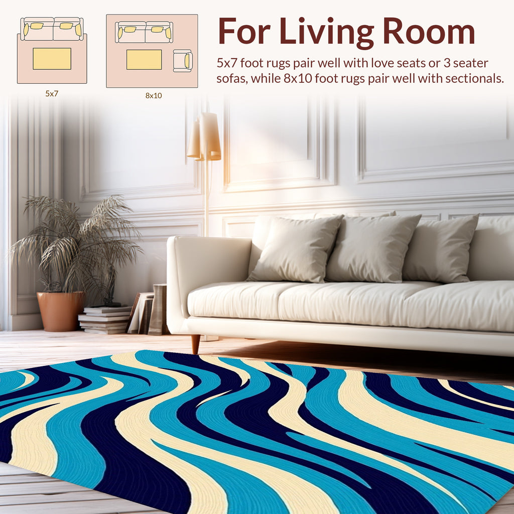 Ocean Waves Abstract Design Rug