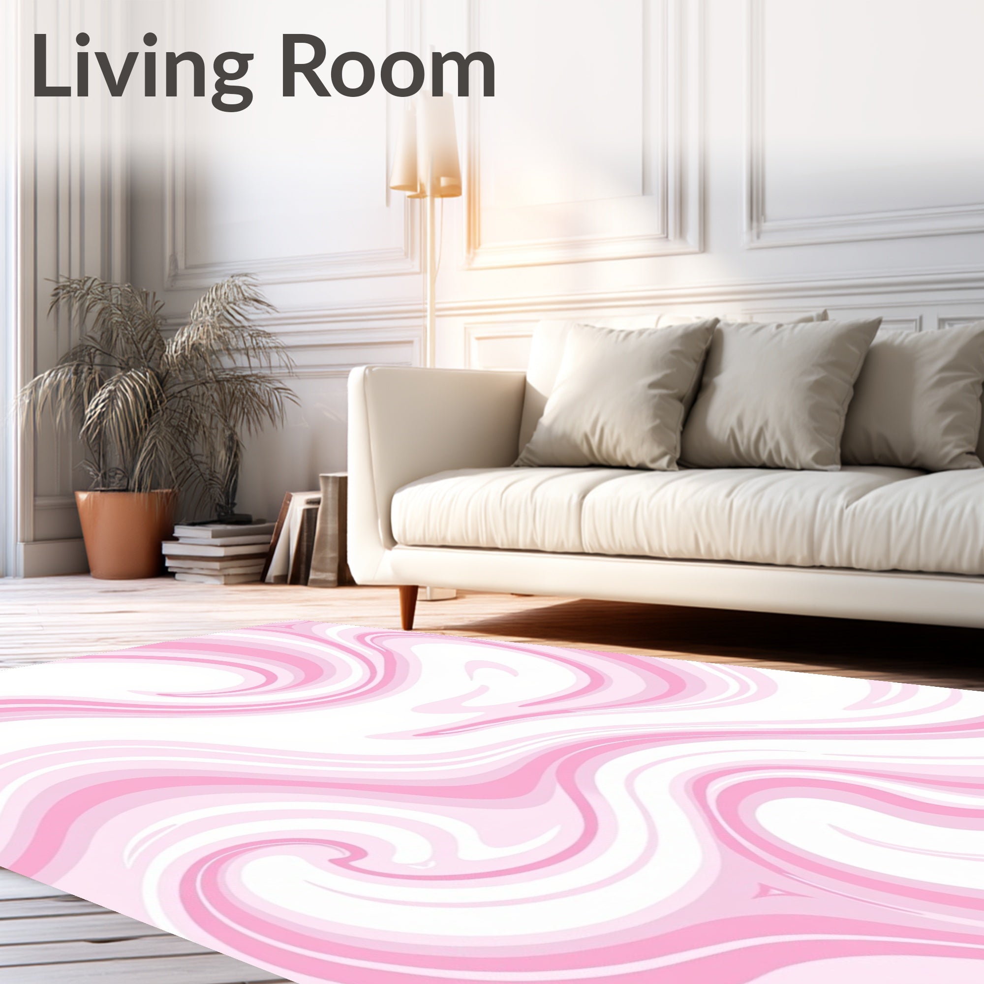 Pink Swirl Abstract Pattern Rug