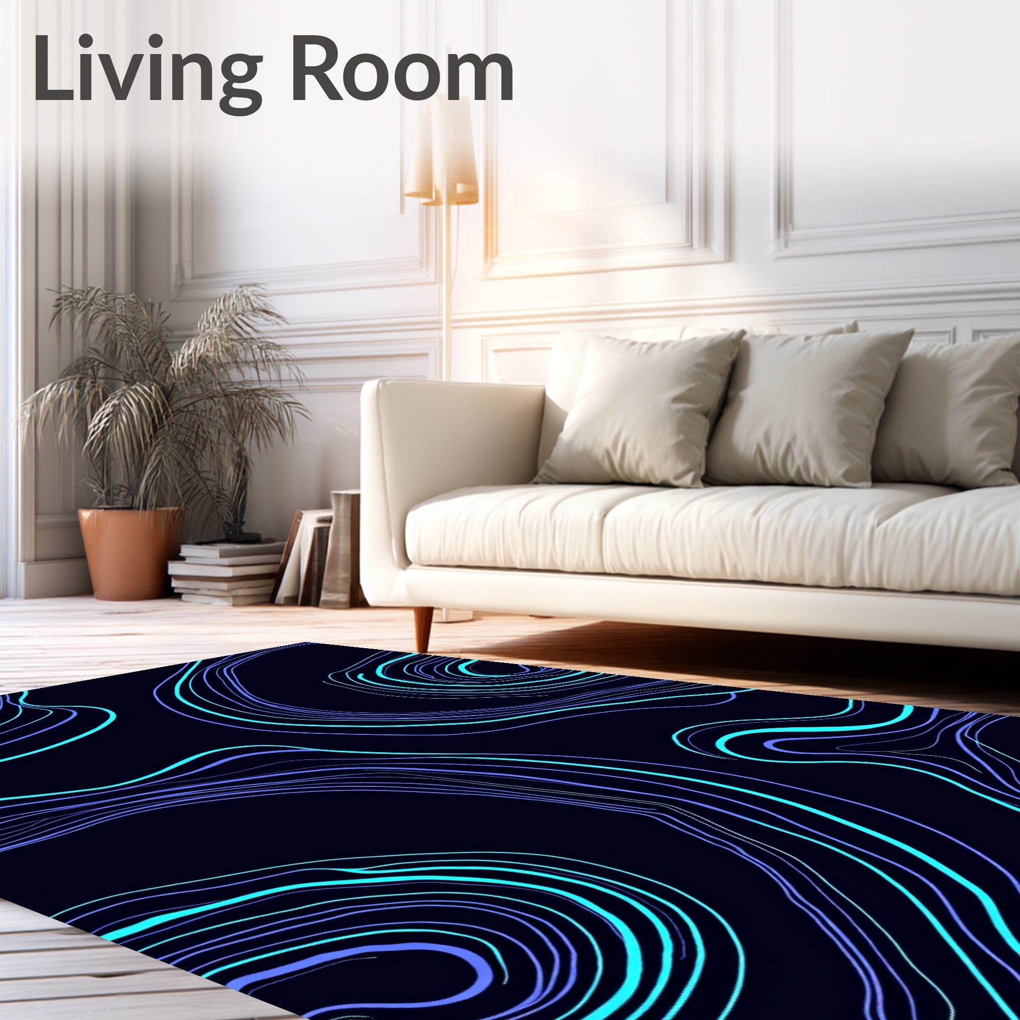 Abstract Swirls Contour Pattern Rug