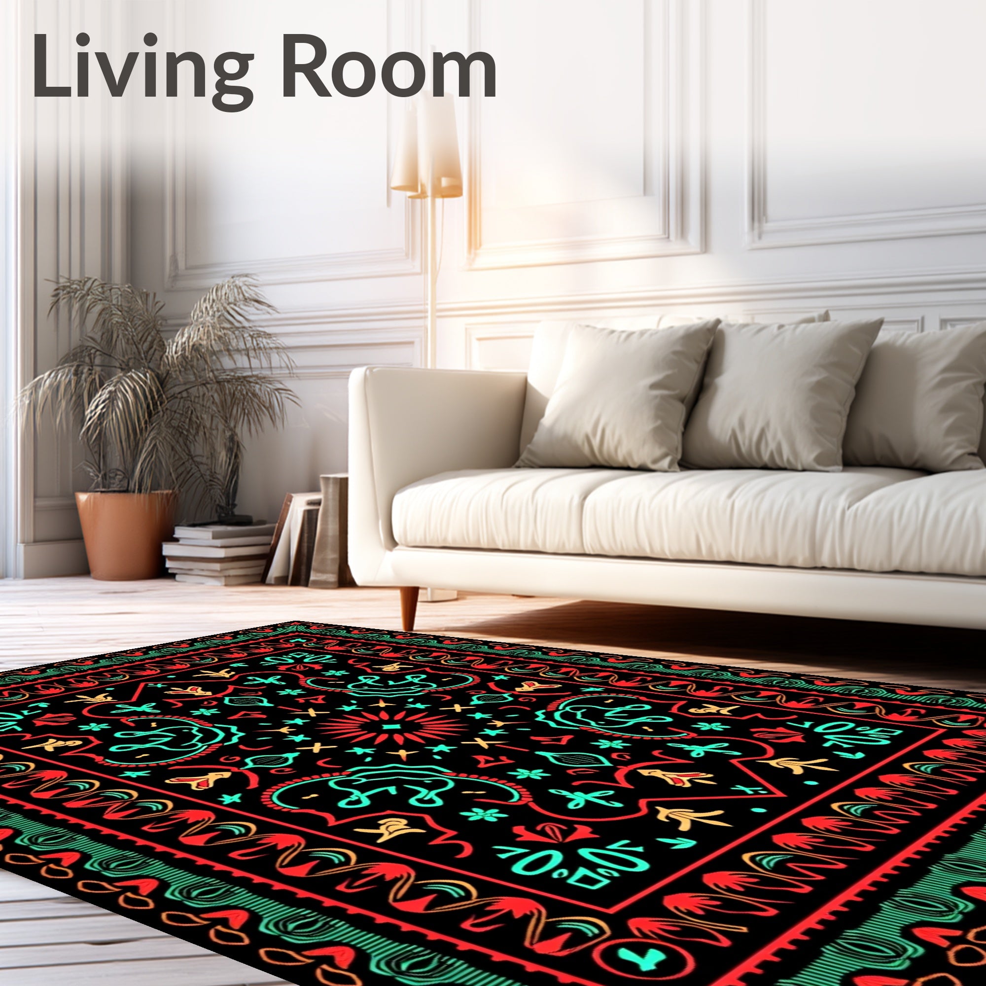 Bold Geometric Floral Pattern Rug