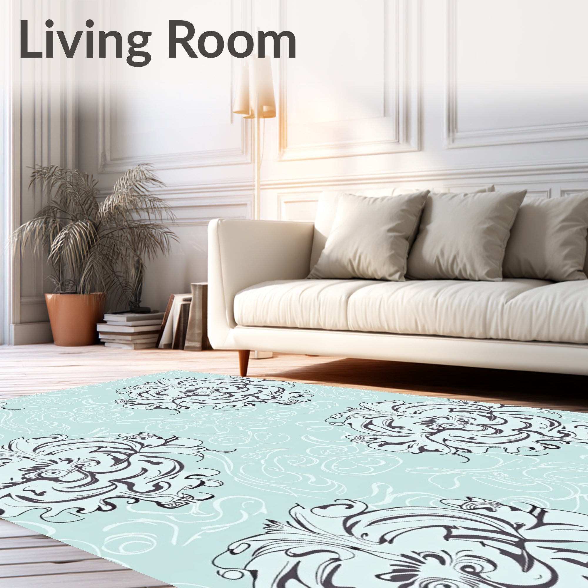 Ornate Scrollwork Floral Pattern Rug