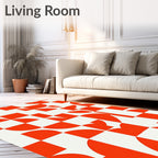 Bold Orange Geometric Checkerboard Rug