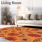 Autumn Floral Pattern with Leaves Rug