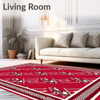 Red White Abstract Figure Pattern Rug