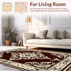 Ornate Floral Scroll Embossed Design Rug