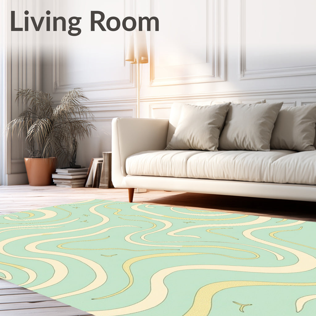 Aqua Waves Abstract Pattern Rug