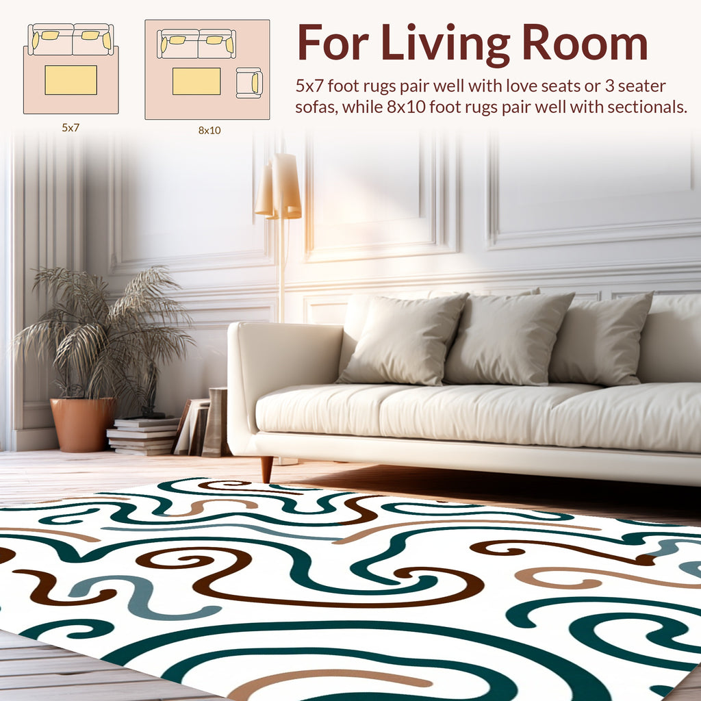 Abstract Swirls And Curves Pattern Rug
