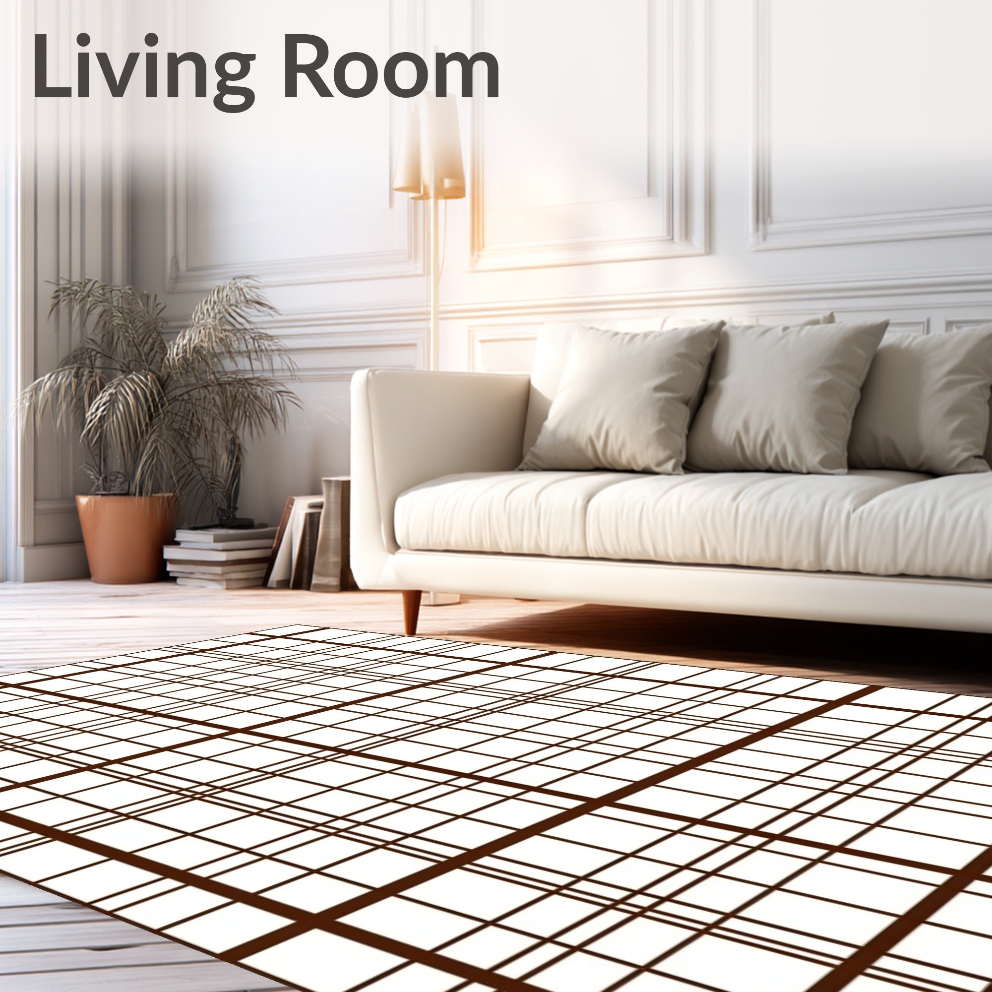 Classic Plaid Grid Pattern Design Rug