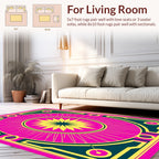 Bold Pink Yellow Geometric Sunburst Rug