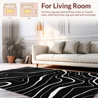 Black White Wavy Stripe Accents Rug