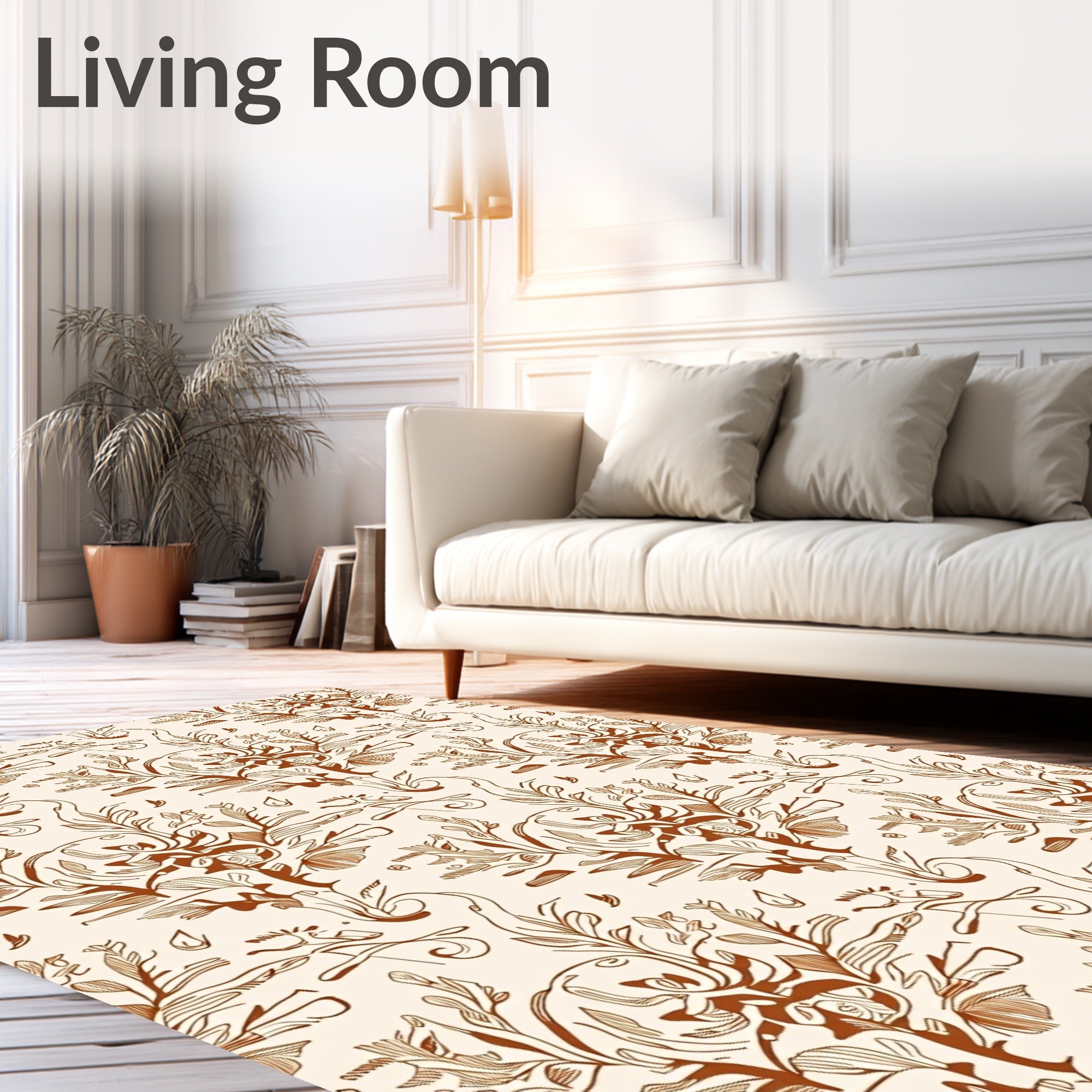 Ornate Vine Foliage Pattern Rug