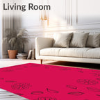 Pink Folk Flowers And Leaf Pattern Rug