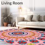 Vibrant Radial Floral Pattern Rug