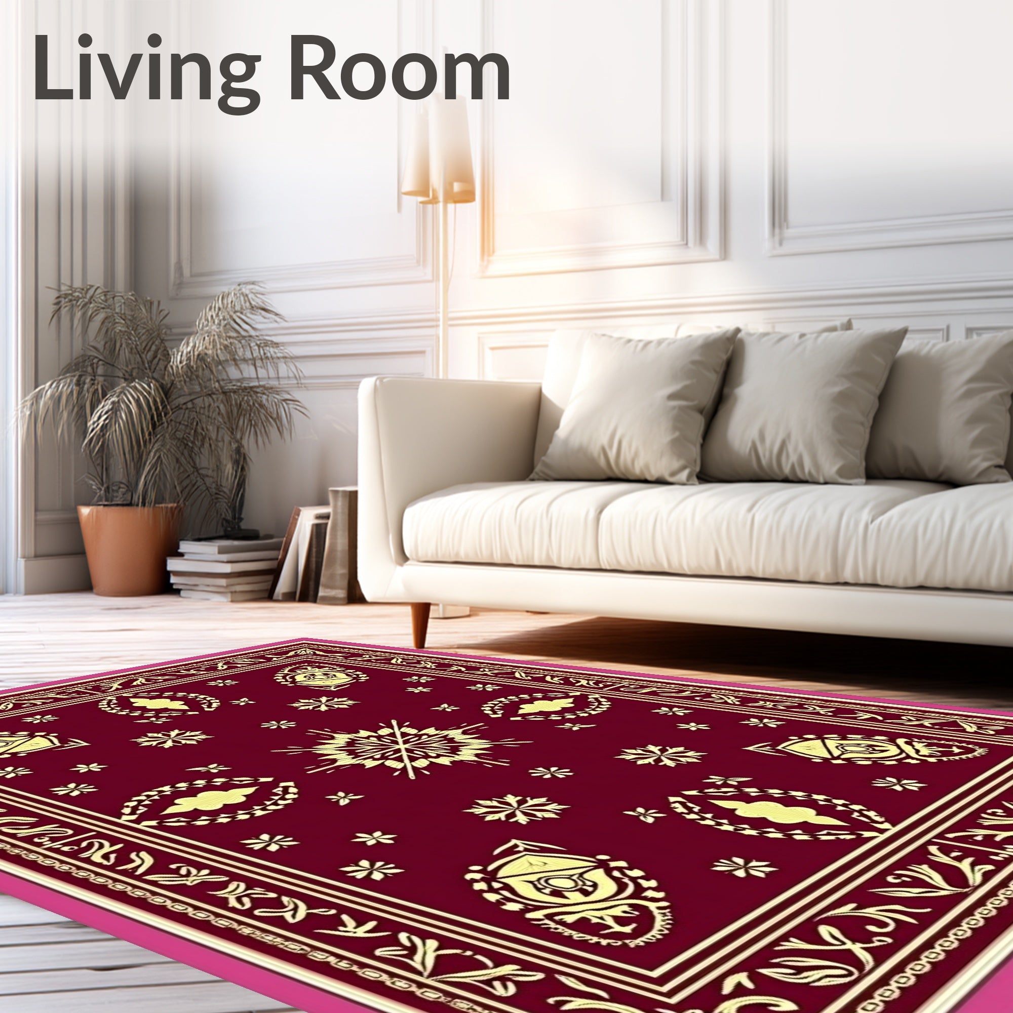 Regal Floral Medallion Border Design Rug